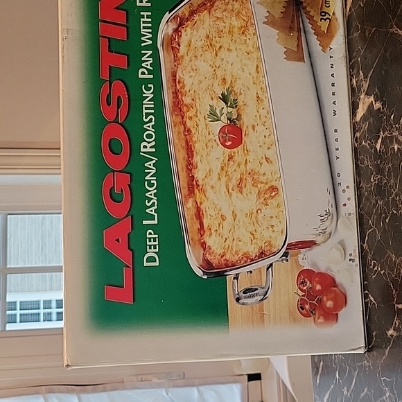 lagostina deep lasagna roasting pan with rack 39cmx28cmx10cm - Picture 2 of 13